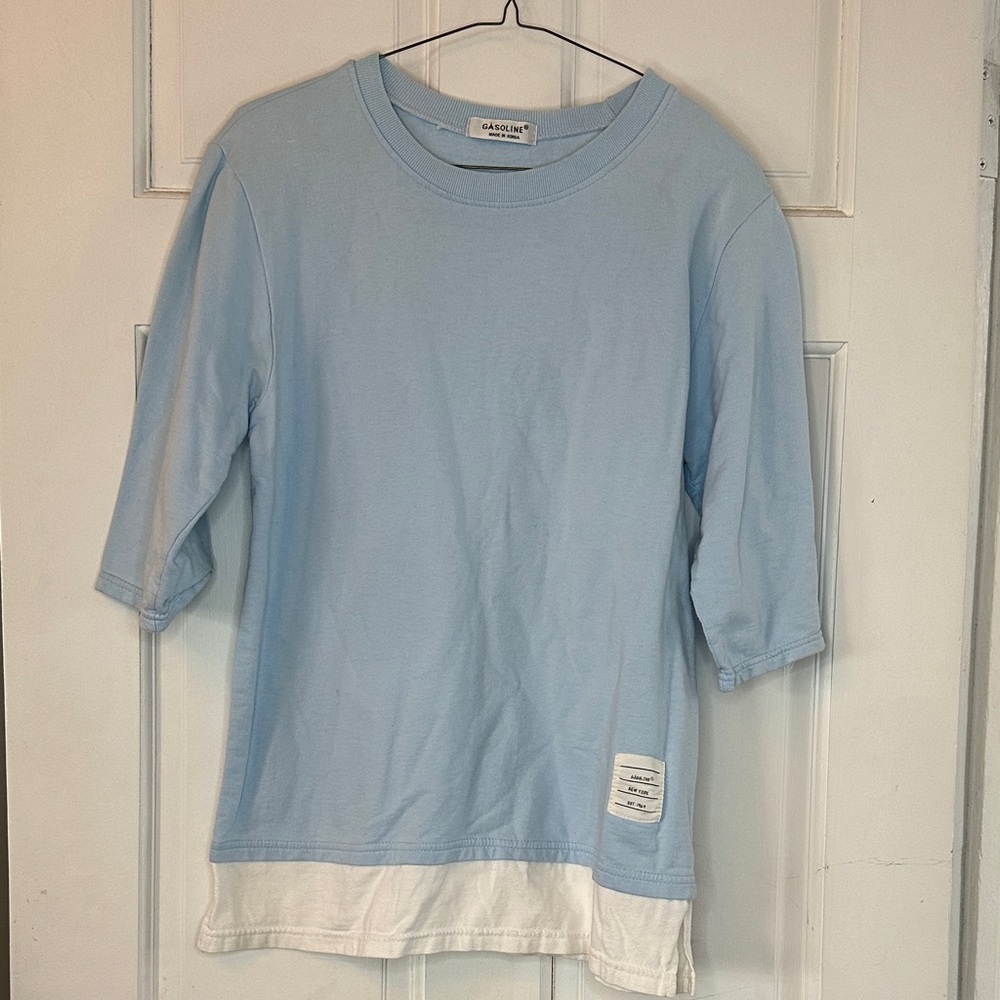 Gasoline Sky Blue and White Tee